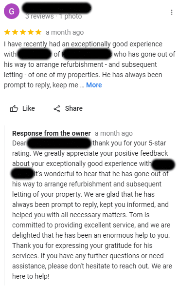 Good review examples for estate agents