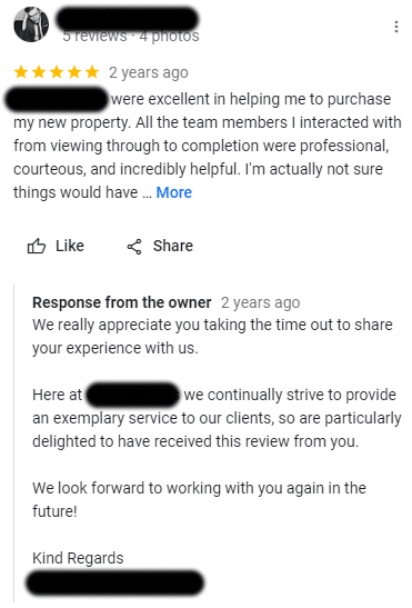 Good reviews to estate agents 2